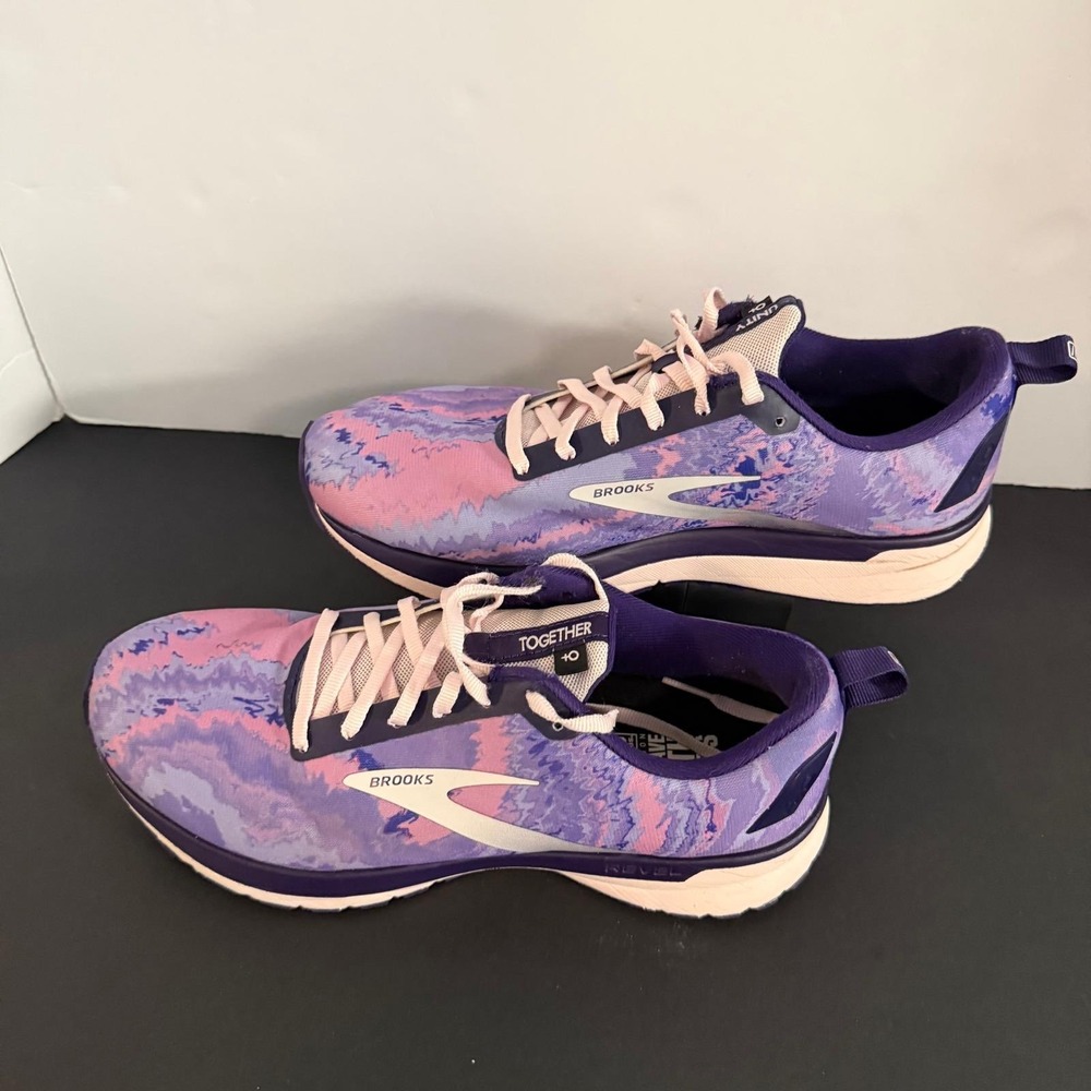 Brooks Revel 4 Together Victory Purple Pink Marble Running Shoes Size 10 - Picture 12 of 16